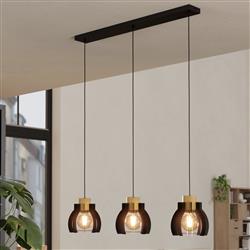 Stillington 1 Black And Wooden Ceiling Pendant 43925