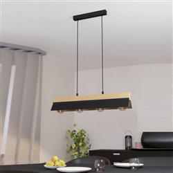 Tarrafo Wood And Black Four Light Pendant 900444