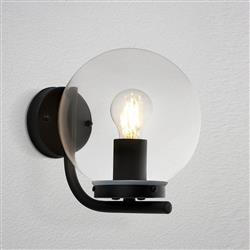 Taverna IP44 Black Steel Made Globe Garden Wall Light