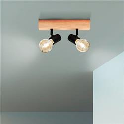 Townshend 3 Wood Double Ceiling Spotlight