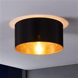 Zaragoza Flush Black And Gold Ceiling Light 900144