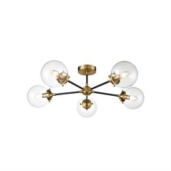 Attraction Antique Gold 5 Arm Semi-Flush Light Fitting FL2409-5