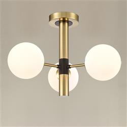 Axle Matt Black And Aged Brass 3 Light Semi-Flush Fitting FL2474-3