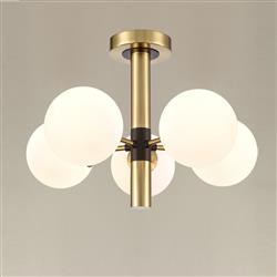 Axle Matt Black And Aged Brass 5 Light Semi-Flush Fitting FL2474-5