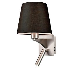 Benton LED Switched Tapered Shade & Satin Nickel Dual Wall Light