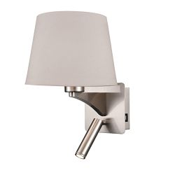 Benton LED Switched Tapered Shade & Satin Nickel Dual Wall Light