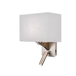 Benton LED Switched/Reading Arm & Satin Nickel Double Wall Light