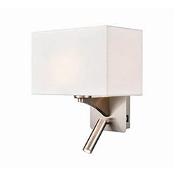 Benton LED Switched/Reading Arm & Satin Nickel Double Wall Light