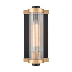 Charleston Matt Black And Aged Brass IP44 Wall Light WB421