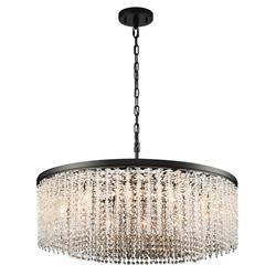 Coral 12 Light Crystal And Matt Black Ceiling Pendant FL2502-12