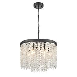 Coral 6 Light Small Matt Black And Crystal Pendant Fitting FL2502-6