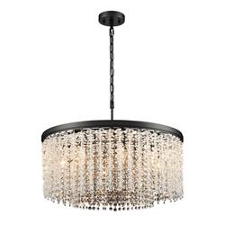 Coral 8 Light Medium Matt Black And Crystal Pendant Fitting FL2502-8