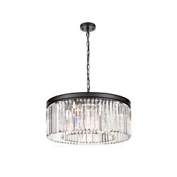 Perdita Eight Light Matt Black Crystal Ceiling Pendant FL2413-8