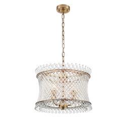 Ethereal 3 Light Aged Brass And Glass Rods Pendant or Flush FL2511-3