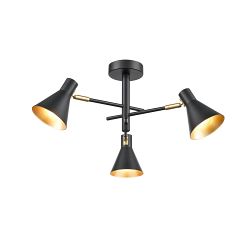 Fable 3 Arm Matt Black Semi Flush Ceiling Spotlight