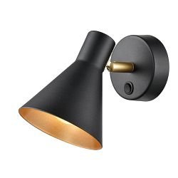 Skoop Single Switched Adjustable Black Wall Light