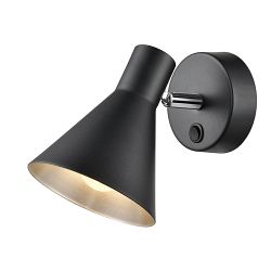 Skoop Single Switched Adjustable Black Wall Light