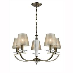 Artemis Steel & Crystal/Shades 5 Light Pendant Fitting