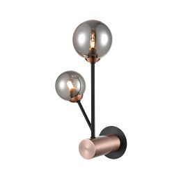 Solstice Double Matt Black & Copper Wall Light FL2442-2