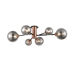 Solstice Large 6 Arm Matt Black & Copper Semi Flush Fitting FL2442-6