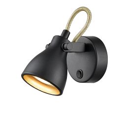 Taza Single Switched Matt Black And Gold Wall Light SPOT9051