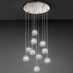 Tierney 10 Light Satin Nickel Ceiling Cluster Pendant FL2301/10