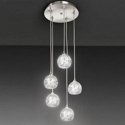 Tierney Satin Nickel 5 Light Ceiling Cluster Pendant FL2301/5