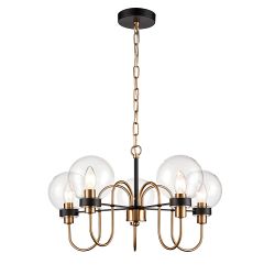 Equinox 5 Light Antique Gold & Matt Black Pendant Fitting FL2440-5