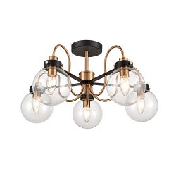 Equinox Antique Gold And Matt Black Semi Flush Fitting FL2441-5