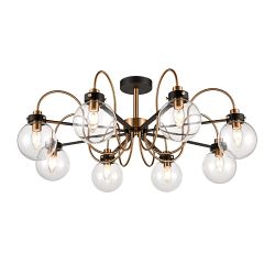 Equinox Black & Antique Gold 8 Light Multi-Arm Fitting FL2441-8