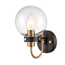 Equinox Single Matt Black And Antique Gold Wall Light FL2441-1