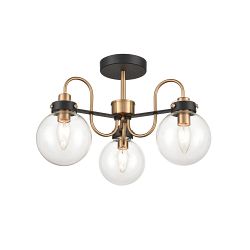 Equinox Three Light Black & Gold Semi-Flush Fitting FL2441-3