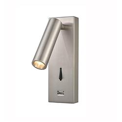 LED USB Satin Nickel Wall Reading Spot Light WB112