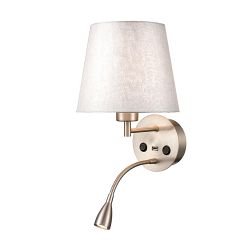 Lonnie LED Satin Nickel & Fabric Shade USB Wall Light