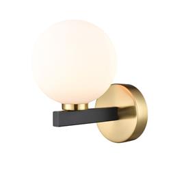 Lunar Matt Black And Aged Brass Wall Light FL2476-1