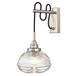 Acoste Single Steel Made & Clear Ribbed Glass Wall Light 