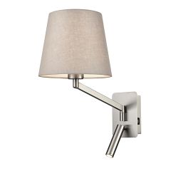 Matteo LED USB Satin Nickel/Tapered Shade Swing Arm Wall Light 