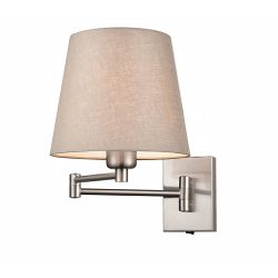 Matteo Satin Nickel & Tapered Shade Swing Arm Wall Light