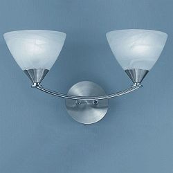 Meridian Satin Nickel Double Wall Light & Alabaster Glass PE9672/786