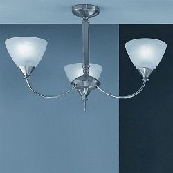 Meridian 3 Arm Satin Nickel Ceiling Light & Alabaster Glass PE9673/786