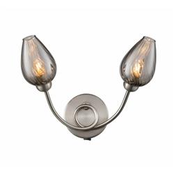 Piccolo Satin Nickel/Swirled Smoked Glass Double Wall Light FL2405-2