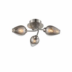 Piccolo Swirled Satin Nickel/Smoked Glass Semi-Flush Light FL2405-3