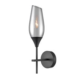 Taper Matt Black & Angle Cut Glass Single Wall Light