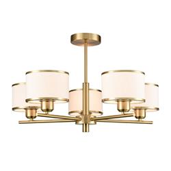 Polaris Textured Off White Shades Five Light Semi-Flush Fitting