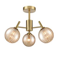 Quasar Aged Brass And Amber Glass 3 Light Semi-Flush FL2475-3