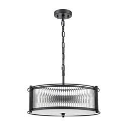 Sloane 5 Light Clear Ribbed Glass Pendant Or Flush Fitting