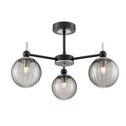 Solar Matt Black 3 light Semi-Flush