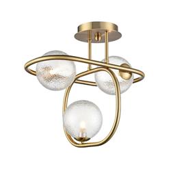 Trapeze Aged Brass Semi-Flush Ceiling Fitting FL2486-3