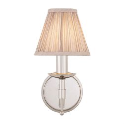 Stanford Single Polished Nickel/Beige Shades Wall Light 63657