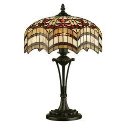 Vesta Small Dark Bronze Tiffany Table 2 Lamp 64376